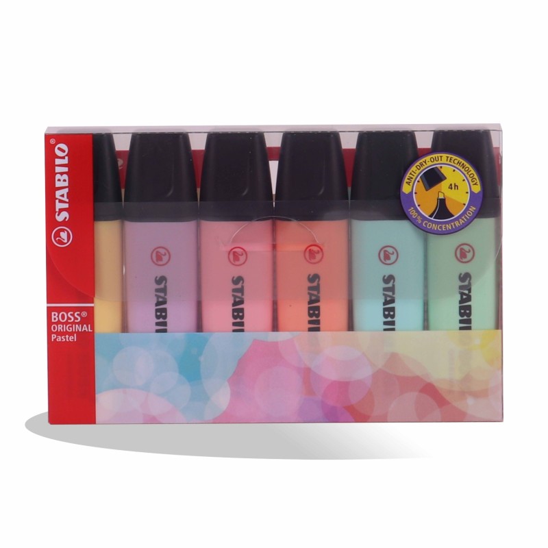 POCH DE 6 FLUO BOSS PASTEL STABILO