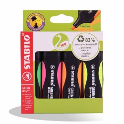 POCH 4 FLUO + PASTEL GREEN BOSS STABILO