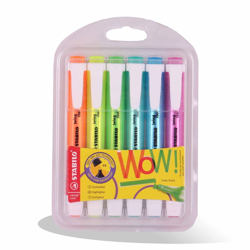 POCH DE 6 FLUO SWING COOL STABILO