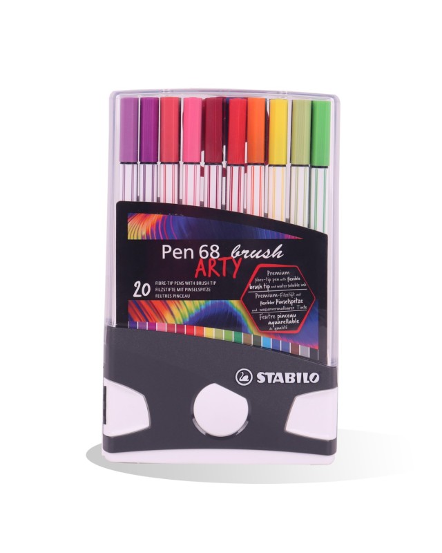 BOITE DE 20 STYLO PEN 68 BRUSH ARTY STABILO