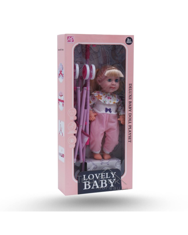 COFFRET POUPEE HABILLE + POUSETTE LOVELY BABY