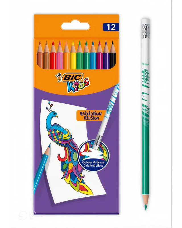 CRAYON COUL EFFACABLE 12/18 EVOLUTION ILLUSION BIC