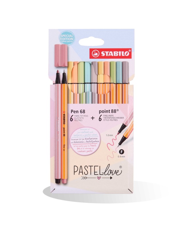POCH 6 STYLO PEN 68 + 6 POINT 88 PASTEL STABILO