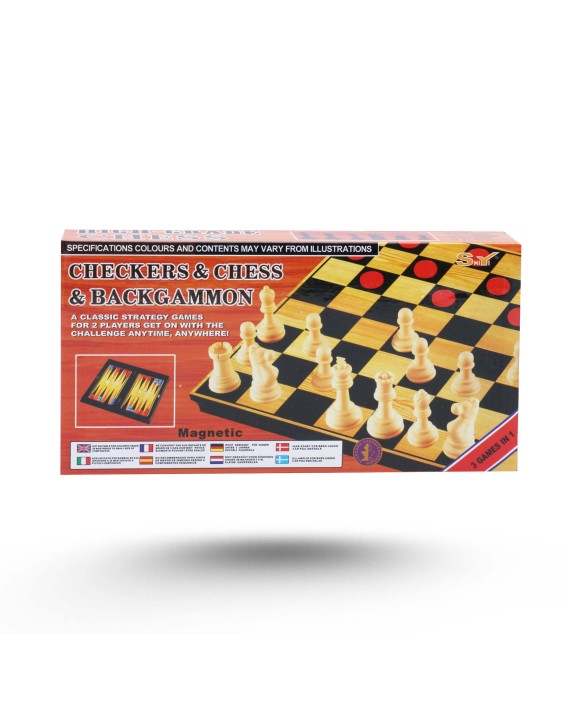 JEU ECHEC 3IN1 CHECKERS & CHESS T1