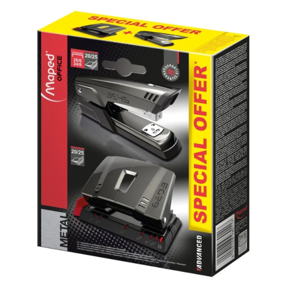 Kit Agrafage Advanced : Agrafeuse Half Strip + Perforateur 20/25 Feuilles - Maped