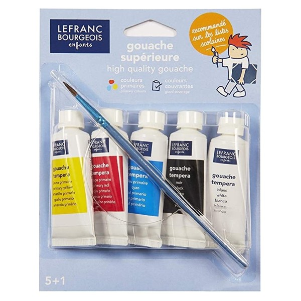 Lot De 5 Tubes Gouache Avec Pinceau - Lefranc Bourgeois
