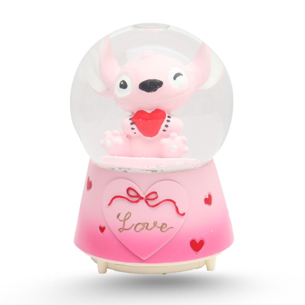 Boule De Neige Musicale Avec Lumière LED Variable - Stitch Rose