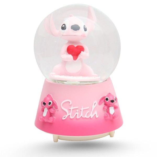 Boule De Neige Musicale Avec Lumière LED Variable - Stitch Rose