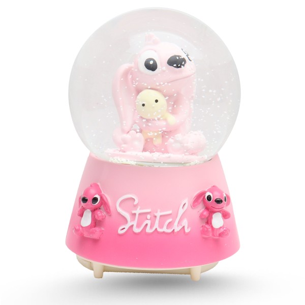 Boule De Neige Musicale Avec Lumière LED Variable - Stitch Rose