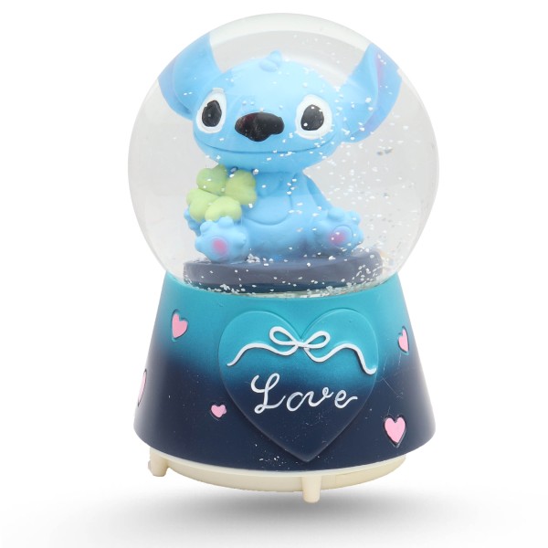 Boule De Neige Musicale Avec Lumière LED Variable - Stitch Bleu