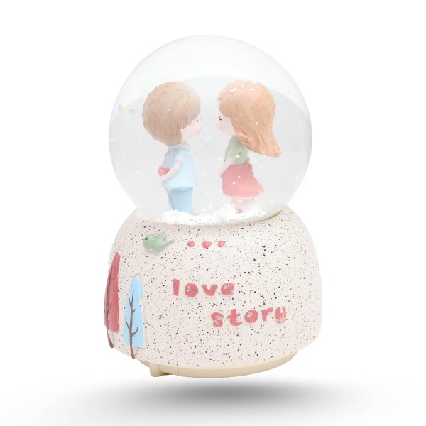 Boule De Neige Petit Modèle Lumineux - Love Story Rose