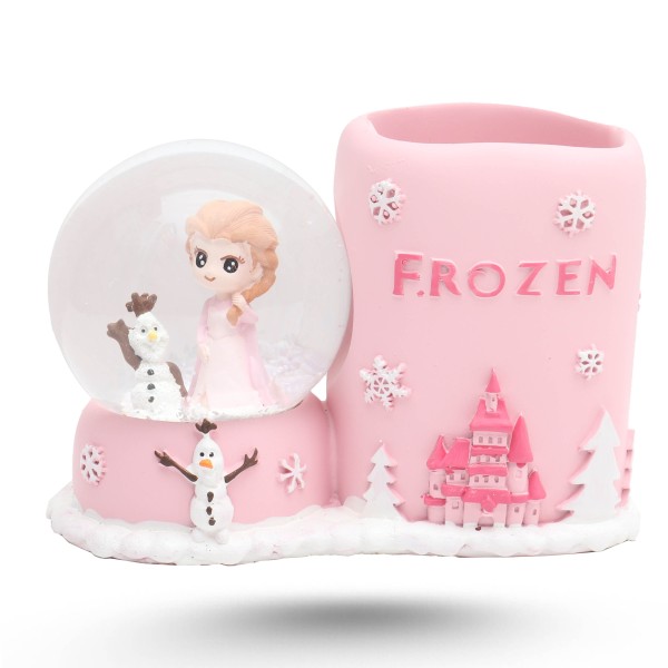 Boule De Neige Lumineux Avec Porte Stylo - Frozen Rose