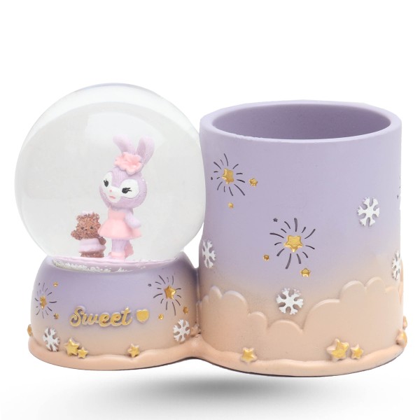 Boule De Neige Lumineux Avec Porte Stylo - Lapin