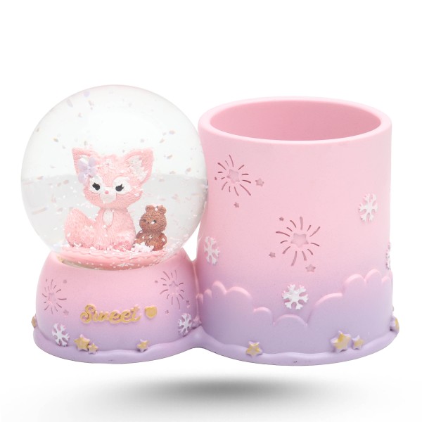 Boule De Neige Lumineux Avec Porte Stylo - Loup