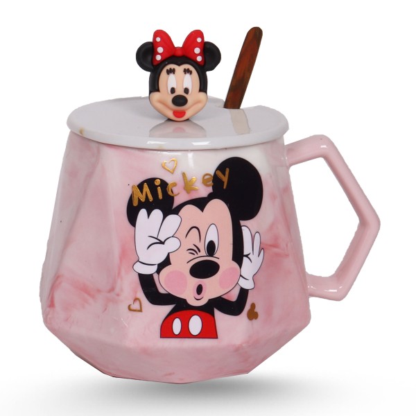 Tasse Céramique forme diamantée Avec Cuillère - Mickey Kiss
