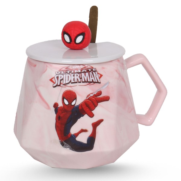 Tasse Céramique forme diamantée Avec Cuillère - spiderman