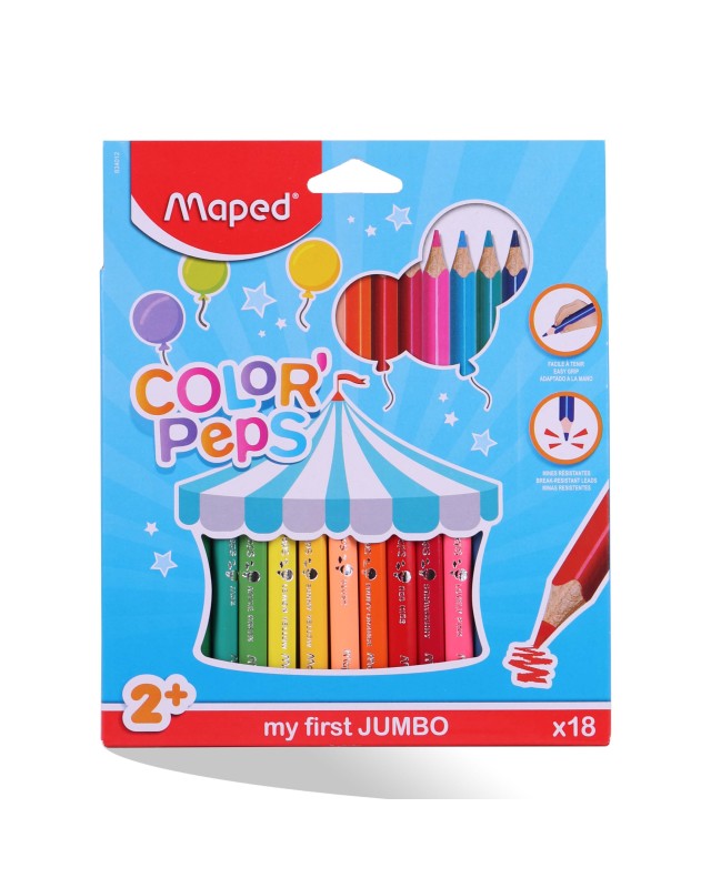 CRAYON COUL 18/18 JUMBO MAPED