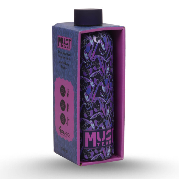 Bouteille D'Eau 500ml Acier Inoxydable - Must Team - Purple Design