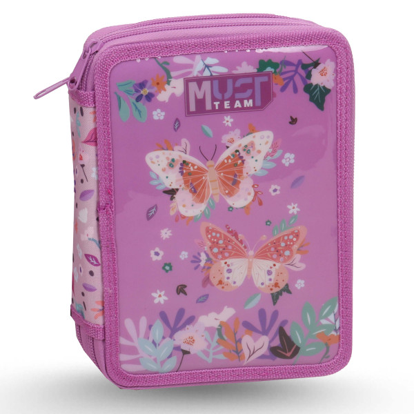 Trousse Plat 2 Poches - Must Team - Butterflies Lilac