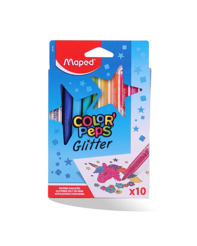 POCH 10 FEUTRE GLITTER MAPED