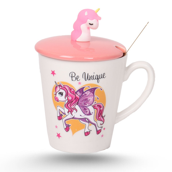 TASSE CERAMIQUE AVEC CUILLERE ET TETE UNICORN