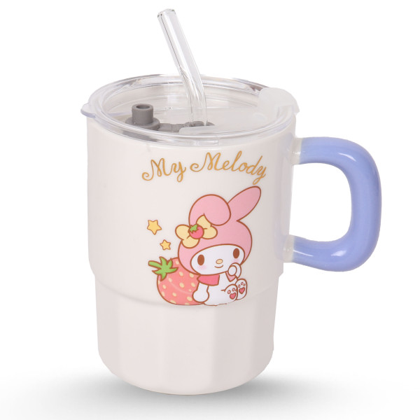 Tasse Cylindrique Blanc Avec Paille - My Melody