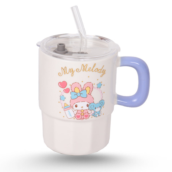 Tasse Cylindrique Blanc Avec Paille - My Melody