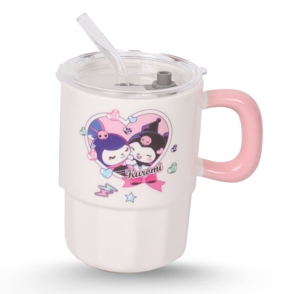 Tasse Cylindrique Blanc Avec Paille - Kuromi