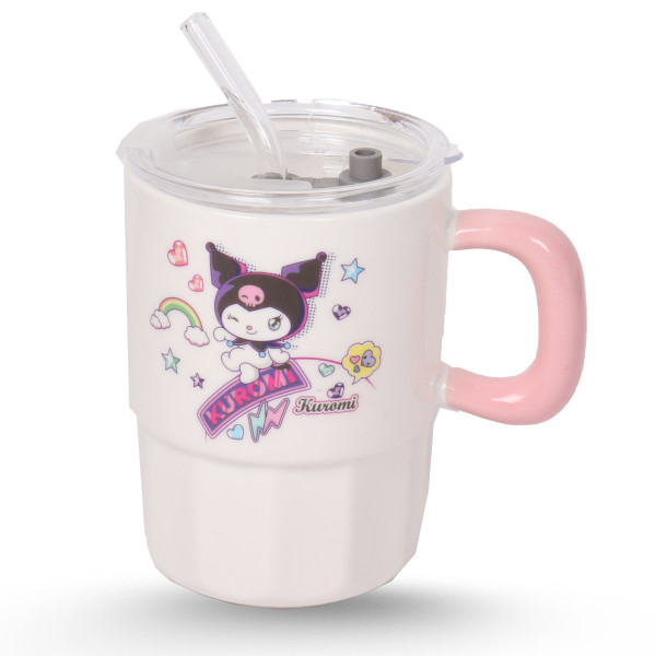 Tasse Cylindrique Blanc Avec Paille - Kuromi