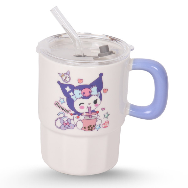 Tasse Cylindrique Blanc Avec Paille - Kuromi