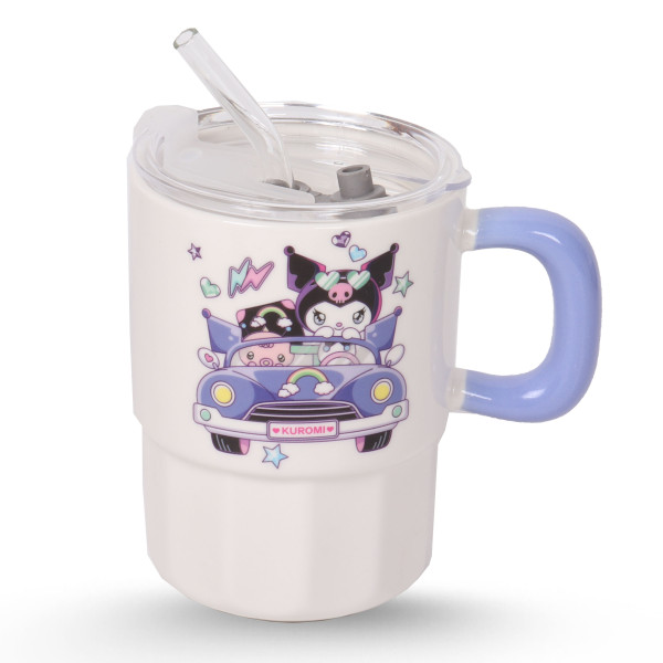 Tasse Cylindrique Blanc Avec Paille - Kuromi