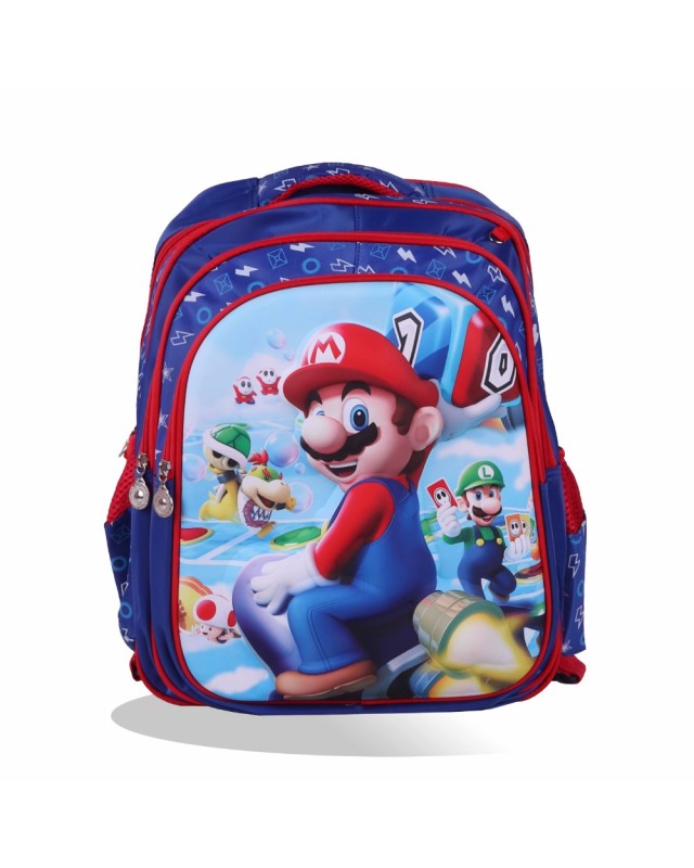 SAC A DOS + PORTE GOUTER + TOUSSE SUPER MARIO TOP220-3 BLEU + ROUGE ROBUSTA