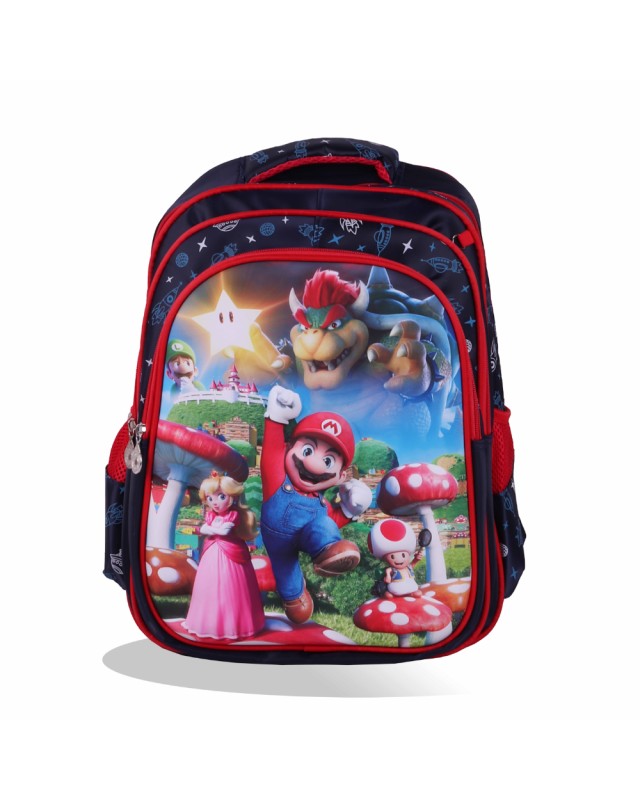 SAC A DOS + PORTE GOUTER + TOUSSE SUPER MARIO TOP220-3 ROUGE + NOIR ROBUSTA