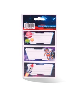 BLISTER 12 ETIQUETTE SCOLAIRE ROBUSTA SPACE
