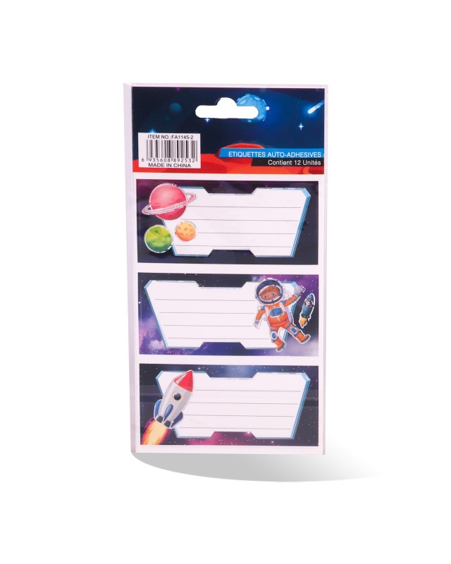 BLISTER 12 ETIQUETTE SCOLAIRE ROBUSTA SPACE