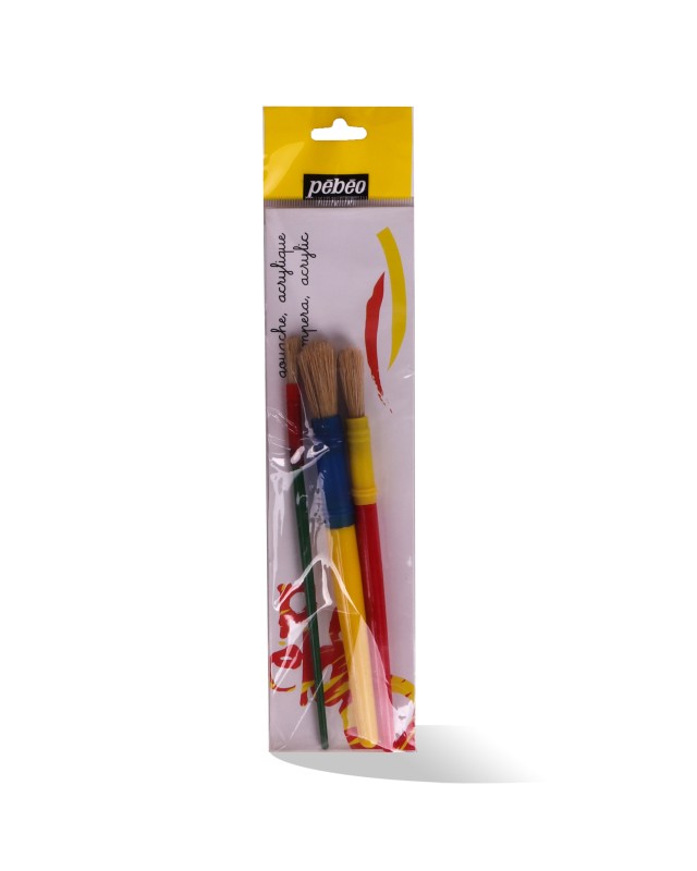 POCH 3 PINCEAUX NATURELLE ROND PEBEO