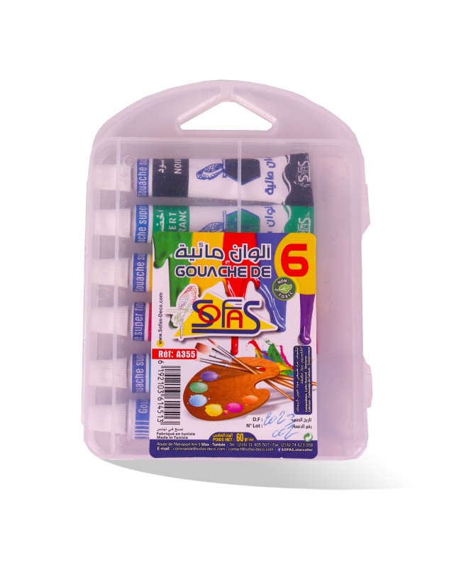 GOUACHE DE 6 COUL BOITE CRISTAL SOFAS