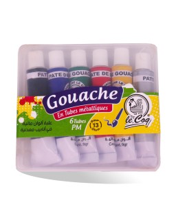 GOUACHE 6 COUL LE COQ BOITE CRISTAL