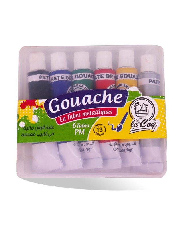 GOUACHE 6 COUL LE COQ BOITE CRISTAL