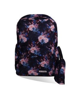 SAC A DOS + TROUSSE - ROBUSTA - FLEUR NOIR