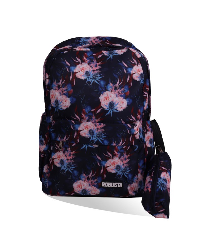 SAC A DOS + TROUSSE - ROBUSTA - FLEUR NOIR