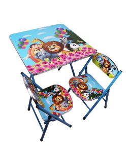 TABLE METAL+ 2 CHAISE  TOP690-8 ANIMAUX