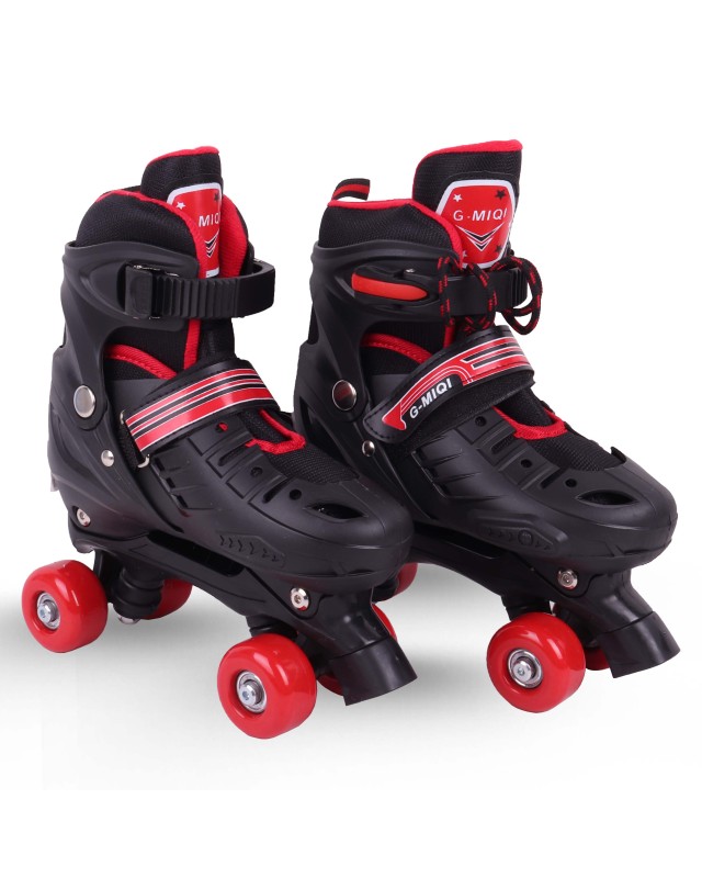 Chaussures de patinage ajustables – Coloris rouge/noir