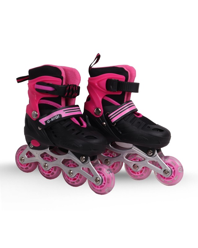 Chaussures de patinage ajustables – Coloris rose/noir