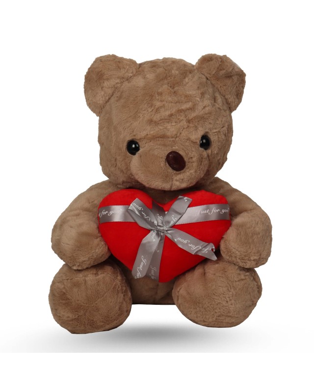 PELLUCHE ROUGE + COEUR AVEC RUBAN 50CM