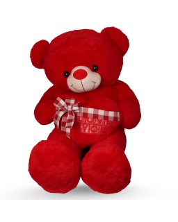 PELLUCHE ROUGE COEUR + RUBAN 100CM