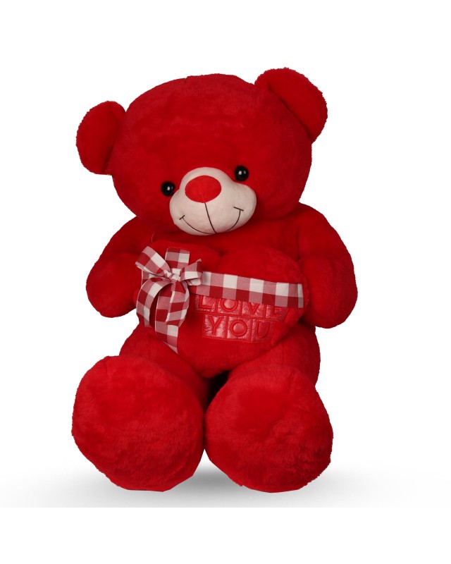 PELLUCHE ROUGE COEUR + RUBAN 100CM