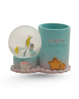 BOULE DE NEIGE + PORTE STYLO - WARM BLEU