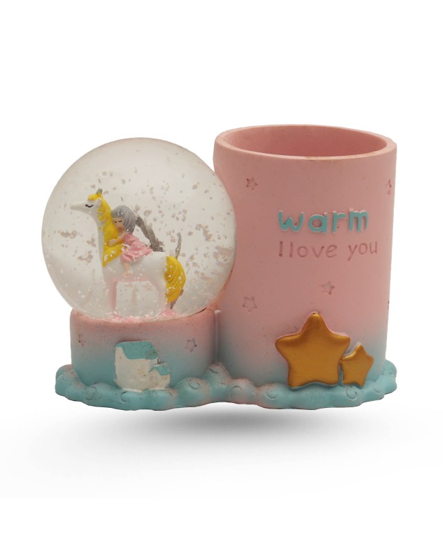 BOULE DE NEIGE + PORTE STYLO - WARM ROSE