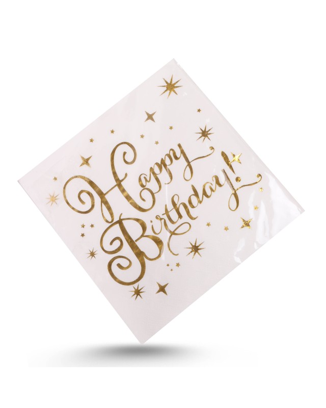 SERVIETTE ANNIVERSAIRE Doré 20PCS